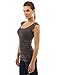 PattyBoutik Women Scoop Neck Ruched Tank Top (Dark Gray X-Small)