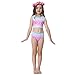 GALLDEALS 3pcs Swimmable Mermaid Tail for Kids Girls Princess Bikini Set Swimsuit Swimwear, 3-12Years