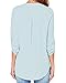 Face N Face Women's Summer V Neck Solid Loose Casual Cuffed Long Sleeve Blouses Sky Blue