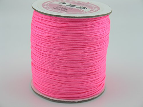 KONMAY 1 Roll 175yd Braided 1.5mm Nylon Shamballa Macram/beading Cord Lift Shade Cord (Light Neon Pink F103)
