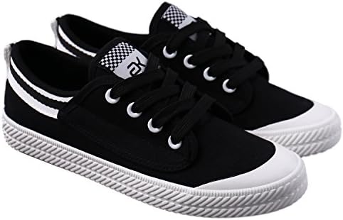 Petit Bari Kid's Double Lace up Lo-Top Casual Canvas shoes Black 35 M EU / 3.5 M US Big Kid