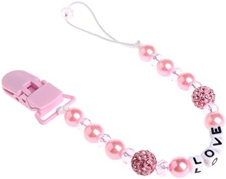 fanbufan Baby Bling Crystal Pacifier Clips Soother Chain Dummy Soother Nipple Leash Strap
