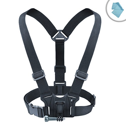 USA Gear Action Cam Adjustable Chest Mount Harness Elastic Stretch-Fit Straps Works Kodak PixPro SP360 4K
