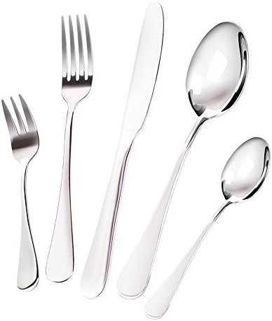 Pafeit 20-Piece Silverware Set, High Quality Stainless Steel Flatware Set, Service for 4, Mirror Polished Dishwasher Safe, Fork, Spoon, Knife Set