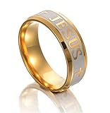 GAMT High Quality Large Size 8mm 316 Titanium Steel Jesus Cross Letter Bible Wedding Band Ring For Men Women Jewelry