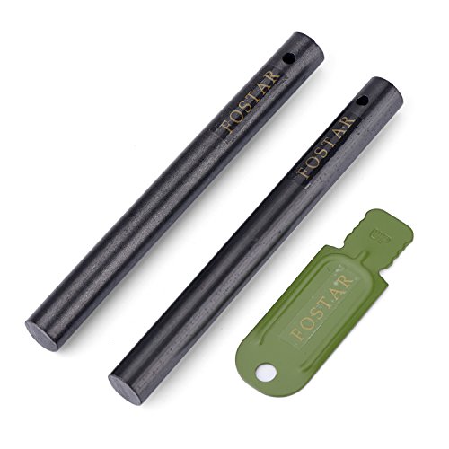 FOSTAR 2PCS Upgrade Ferro Rod Flint Fire Starter, 1/2 Inch X 5 Inch Thick Fire Steel Rod with a Scraper Drilled A Lanyard Hole Perfect for Camping, Hiking, Survival Kit