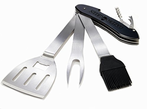 5-in-1 BBQ Grill Tools Set Barbecue Accessories - Stainless Steel Utensils With Case Dishwasher Safe Complete Outdoor Grilling Kit For Tailgating Dad