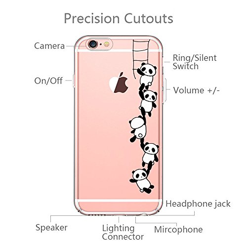 Case for iPhone 6 6S ,Wouier Thin Case Cover TPU Rubber Gel 4.7" , Transparent Clear Back Case, Soft Silicone-Panda pattern (11) - Thumbnail 4