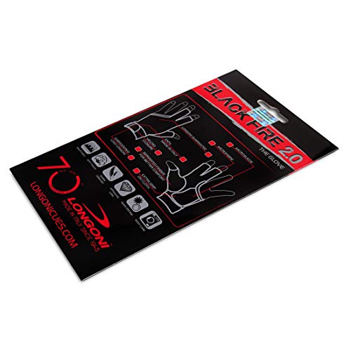 Longoni Black Fire 2.0 Billiard Pool CUE Glove - for Left or Right Hand - Black (Medium, for Left Hand)