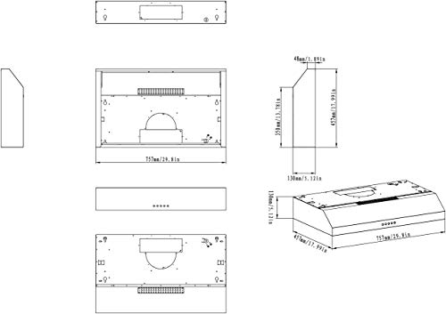 30 In. Convertible Under Cabinet Range Hood in Black with 350 CFM, Aluminum Mesh Filters and Push Button Control - Thumbnail 4