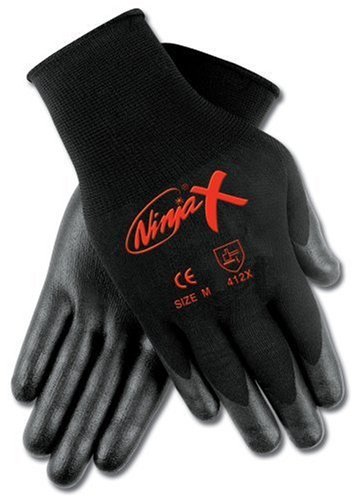 CREWS, INC N9674L Ninja x Bi-Polymer Coated Gloves, Large, Black, Pair