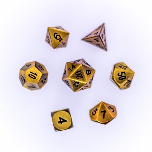 Die Hard Metal Dice RPG Set + Metal Case - Battleworn Gold w/ Black