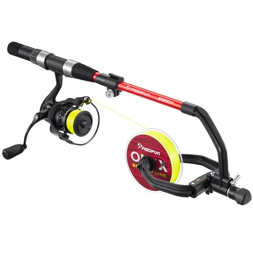 Piscifun Speed X Fishing Line Winder with Unwinding Function, Compatible with Spincast and Baitcaster, Black, Red, Silver and Blue