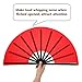Maitys 2 Pcs Large Folding Fan Handheld Nylon Cloth Foldable Hand Fan Chinese Kung Fu Fan Festival Decoration for Party Favors(Red, Simple Pattern)