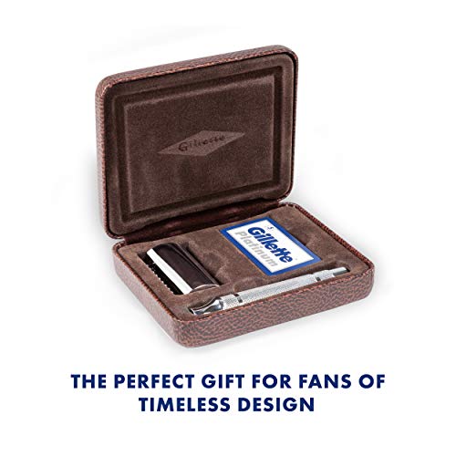 Gillette Heritage Safety Razor Kit includes Double Edge Safety Razor Blade and Travel Case