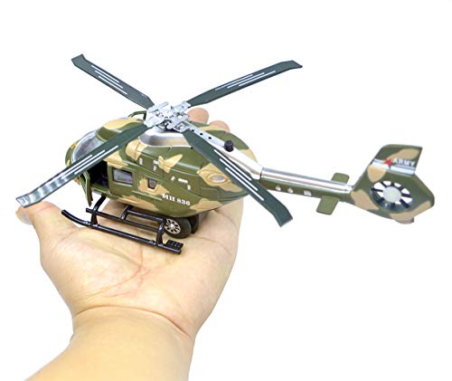 Ailejia Military Helicopter Model US Army Vehicle Lights and Sounds Pullback Toy for Kids Boys & Girls (Yellow) - Thumbnail 6
