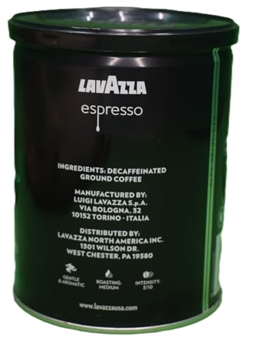 LAVAZZA ESPRESSO DECAFFEINATO GROUND COFFEE BLEND, DECAFFEINATED MEDIUM ROAST, 8-OUNCE CAN