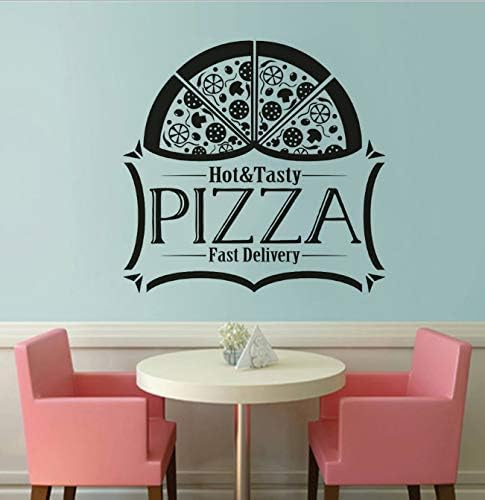Amazon Co Jp おいしいピザビニール壁デカールピッツェリアショップロゴウィンドウステッカーピザロゴ壁アートポスターピザ食品壁画57x55センチ Home Kitchen