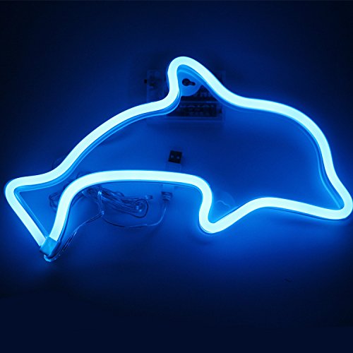XIYUNTE Dolphin Neon Light Sign - LED Animal Neon Signs Battery and USB Operated Wall Decor Blue Signs Neon Lamps Bedside Table Lamps Light up Children's Bedroom,Indoor Decor for Christmas,Wedding - Thumbnail 4