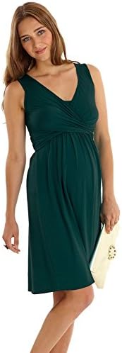 Mothers en Vogue Wrap Sleeveless Maternity &amp; Nursing Dress - M - Myrtle Green