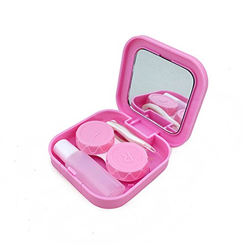 Potato001 Portable Contact Lens Case Container Travel Kit Set Storage Holder Mirror Box (Pink)