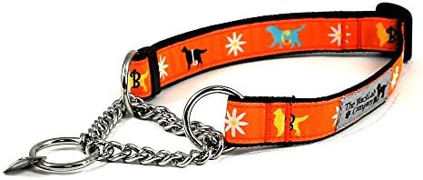 ザ ブラックラブカンパニー ハーフチョーク Mサイズ デイジーオレンジ ブラック 中型犬用 犬グッズ専門店 期間限定特価品 オリジナル しつけ用 選べるベースカラー 国産 首輪