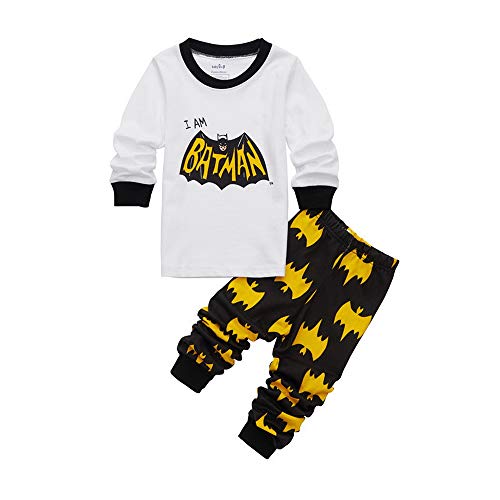 Meteora Boys Short Pajamas Toddler Kids Super Hero PJS Snug Fit Sleepwear Summer Clothes Shirts (Long Sleeve Batman, 3T)