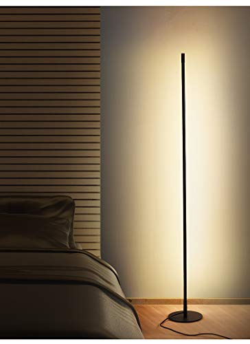 BVTECH Smart LED Floor Lamp Dimmable Standing Uplight Lamp with Remote Control, Modern Ultrathin 3 Color Temperatures in One LED Standing Lamp (Not Foldable)