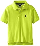 U.S. Polo Assn. Little Boys' Classic Short Sleeve Solid Pique Polo Shirt, Apple Green, 5/6
