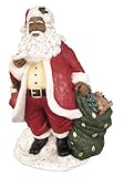 African American Christmas Santa with List Figurine