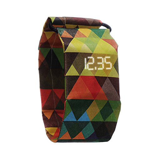 Digital Wrist Watch CAJISO First Casual Watches Made of Paper Waterproof Super Light Durable with Magnetic System for Men,Women,Girls,Boys etc(Triangle Colorful) - Thumbnail 7
