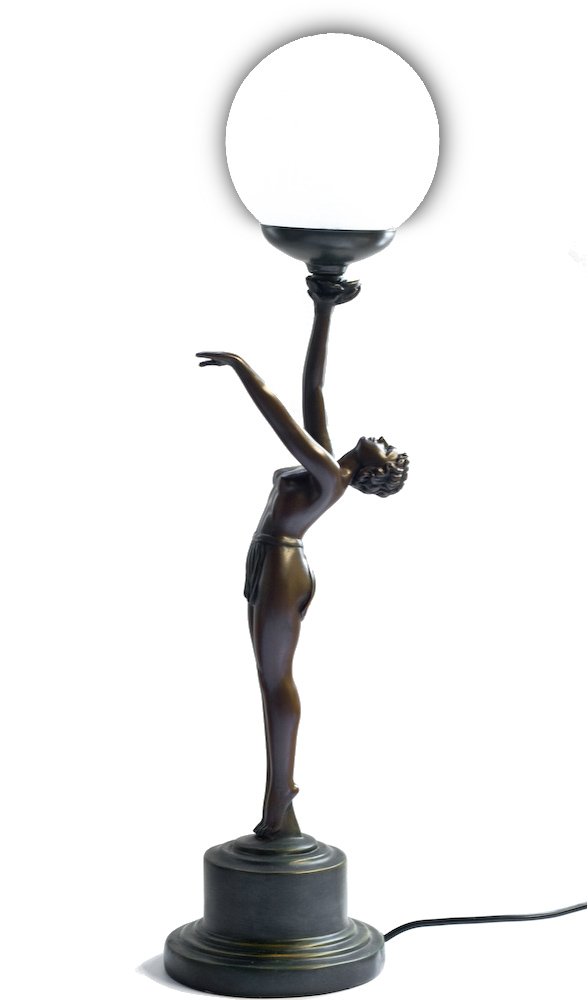 ART DECO BRONZE LIGHTING 'NORA STANDING' LADY LAMP