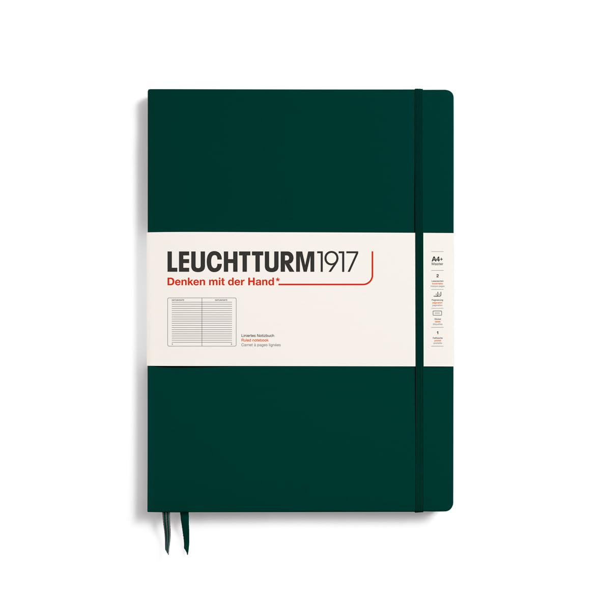 LEUCHTTURM1917 370273 Master Slim Notebook (A4+), Hardcover, 123 Numbered Pages, Forest Green, Lined — image 1