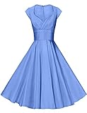 GownTown Womens Dresses Party Dresses 1950s Vintage Dresses Swing Stretchy Dresses, Light Blue, Medium