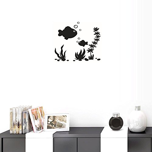 BIBITIME Underwater World Big and Small Fishes Wall Decal Algae Aquatic Plants Bubbles Vinyl Sticker for Nursery Bedroom Children Bedroom Kids Room Decor Bathroom Art Murals