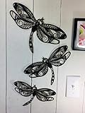 3 Dragonflies - Large Dragonfly Approx 12 x 8 inches - This is NOT Vinyl Decal or Peel Stick - 1/16 inch Thick matboard - Easily Tak-it-Up with Plasti-Tak provided Removable Paintable Wall Décor