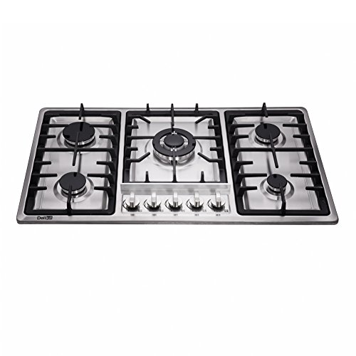 Delikit 34 Inch Gas Cooktops Dual Fuel Sealed 5 Burners Stainless