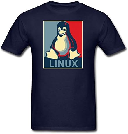 JeaAndersen Brand Custom Men's Linux Tux Penguin Classic T Shirt Navy Medium
