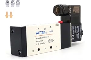 AIRTACDINGJU Solenoid Valve 3/8"PT Pneumatic AirTAC 4V310-10 Air 12V/24V/110V/220V Single Coil Pilot-Operated Electric 2 Position 5 Way Connection Type (4V310 PT3/8, DC24V)