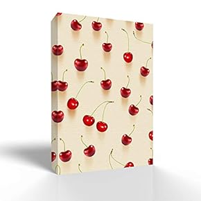 Canvas Wall Art Summer Cherries Pictures Home Wall Decorations for Bedroom Living Room Paintings Canvas Prints Framed - 12x18 inches