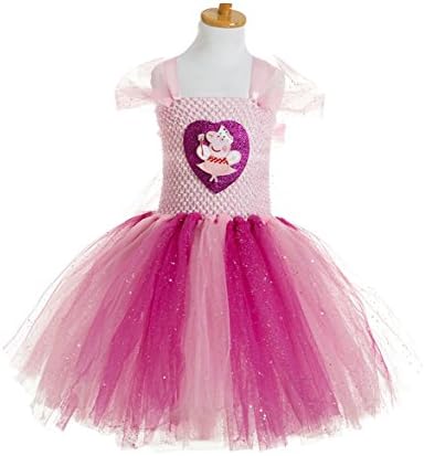 Little Little Smile Girls Summer Peppa Pig Handmade Birthday Party Tutu Dress Pink (4y, Pink)
