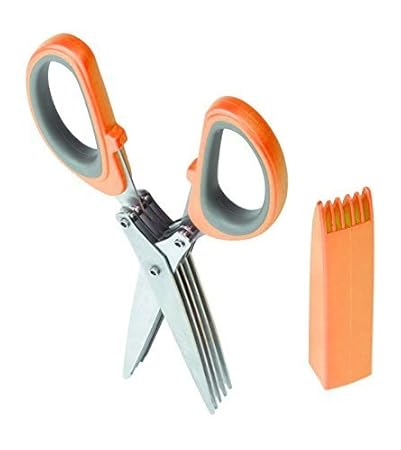 Swarish 5 Bladed Vegetable Chopper Paper Shredder cutting scissor kitchen herb With Comb