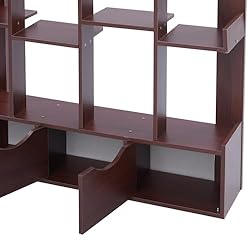LOHISHILO 5 Tier Bookshelf Tall Bookcase Storage