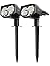 LITOM 30 LED Solar Motion Sensor Landscape Spotlights, IP67 Waterproof Outdoor Solar Powered Security Wall Lights 3 Modes Solar Landscaping Lighting for Yard Garden Garage Pool Patio 2 Pack Cold White