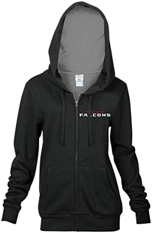 NFL Atlanta Falcons Women's Full Zip Fleece Hoodie with Pouch Pocket, Black, Small