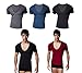 Q&Y Men's Fitness Workout Tops Base Layer Deep V-Neck Silm Fit Short Sleeve T-Shirt White L