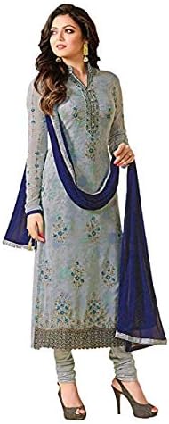 Women's Latest Pale Blue Embroidered Casual wear Party wear Wedding Collection Straight Salwar Suit Dress Materials