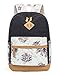 Leaper Girls Cute Backpack for School Laptop Backpack Canvas Travel Backpack for Women Kids Backpack College Kawaii Bookbag School Bags Floral Black