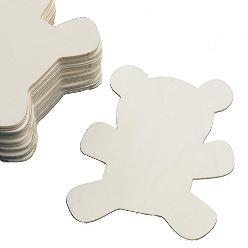 Factory Direct Craft Group of 24 Unfinished Wooden Teddy Bear Cutouts for Kids Crafts, Creating and Embellishing