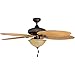 Honeywell Ceiling Fans Palm Valley, 52 Inch Tropical Indoor Outdoor Ceiling Fan with Light, Pull Chain, Three Mounting Options, 5 Palm Leaf Blades, Reversible Motor - 50507-01 (Bronze)
